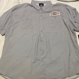 Harley-Davidson Light Gray Short Sleeve Button-Down Work Shirt